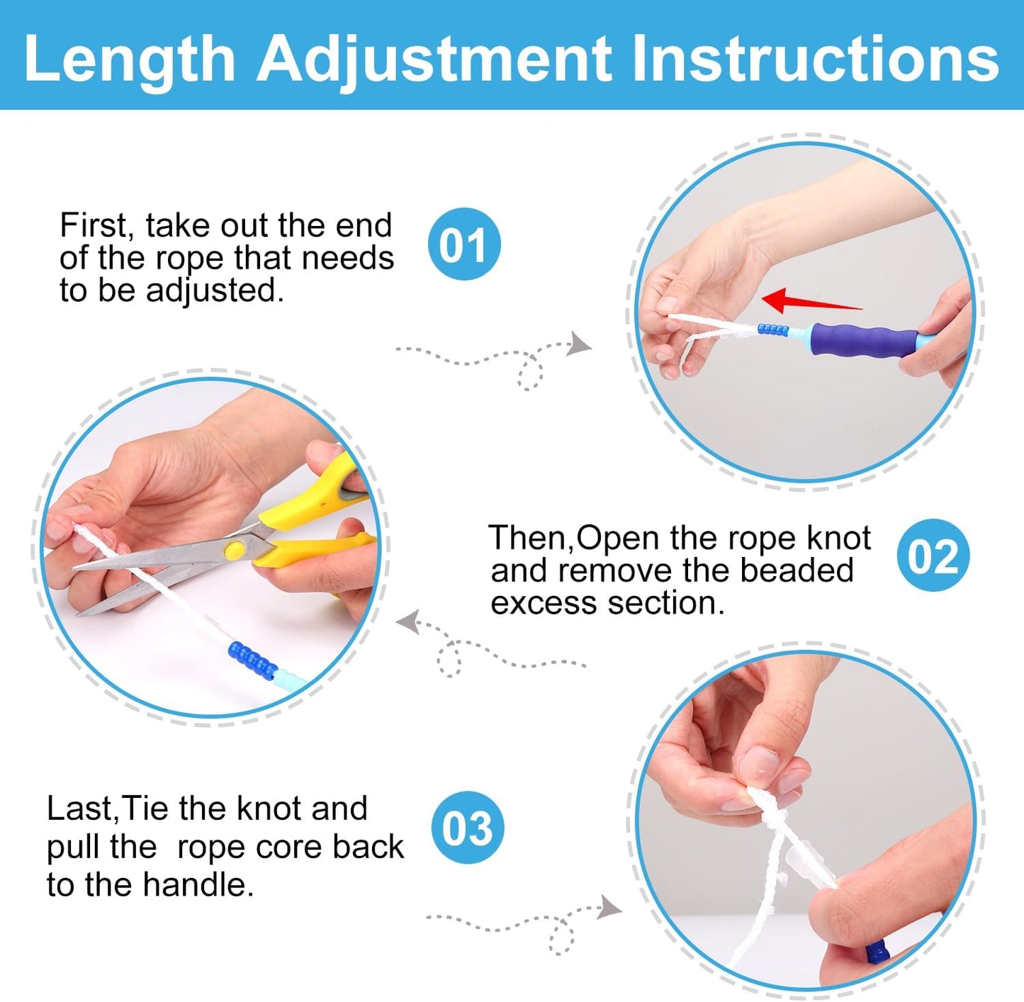 GRAWUN Jump Rope For Kids, Soft Beaded Jump Rope, Adjustable Length Tangle-Free Segmented Soft Beaded Skipping Rope，for Women, Men and Kids Keeping Fit, Workout and Weight Loss