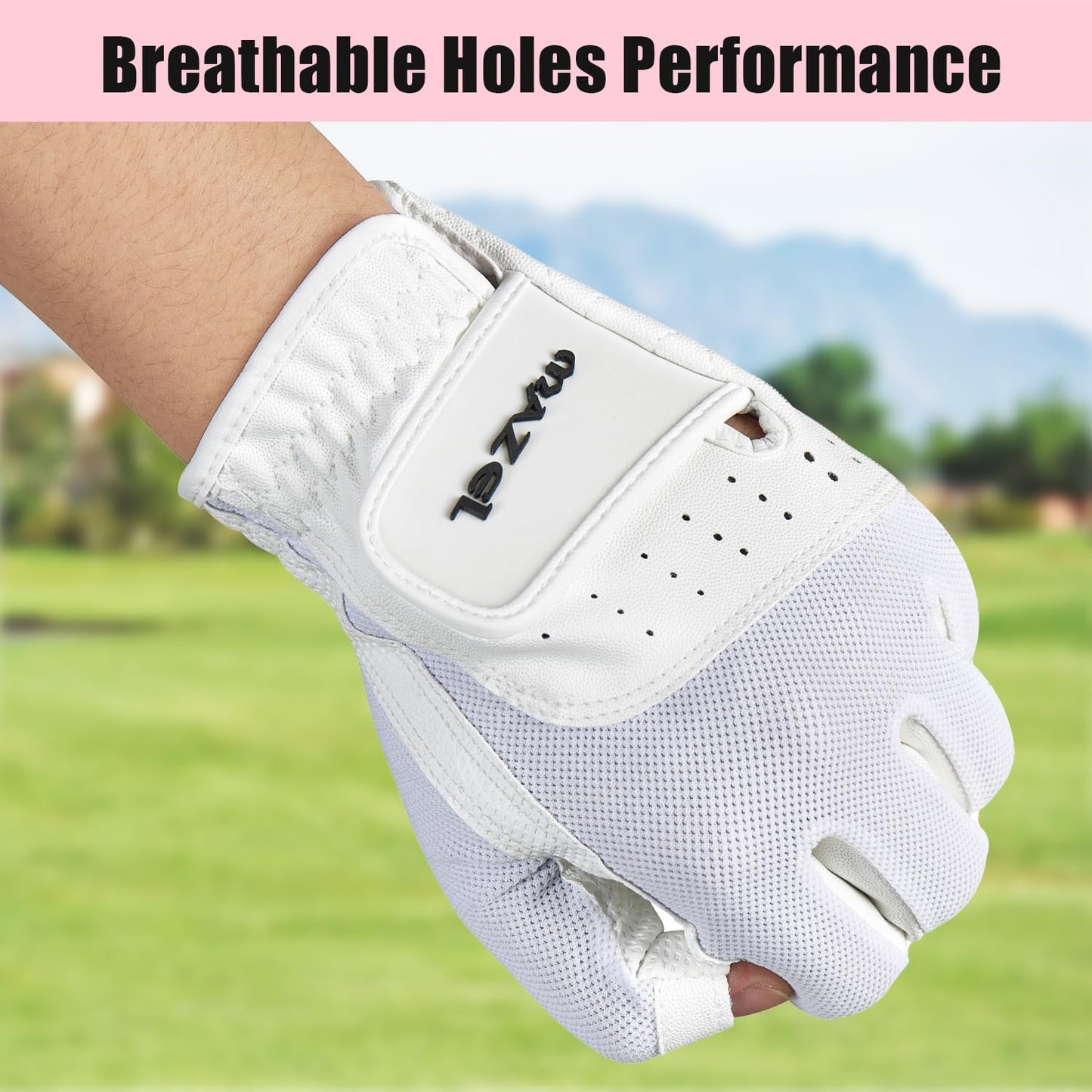 MAZEL Women's Fingerless Golf Gloves One Pair Open-Finger Design,Breathable Hot Wet Weather Sweat-Absorbing,Fit Size S M L XL