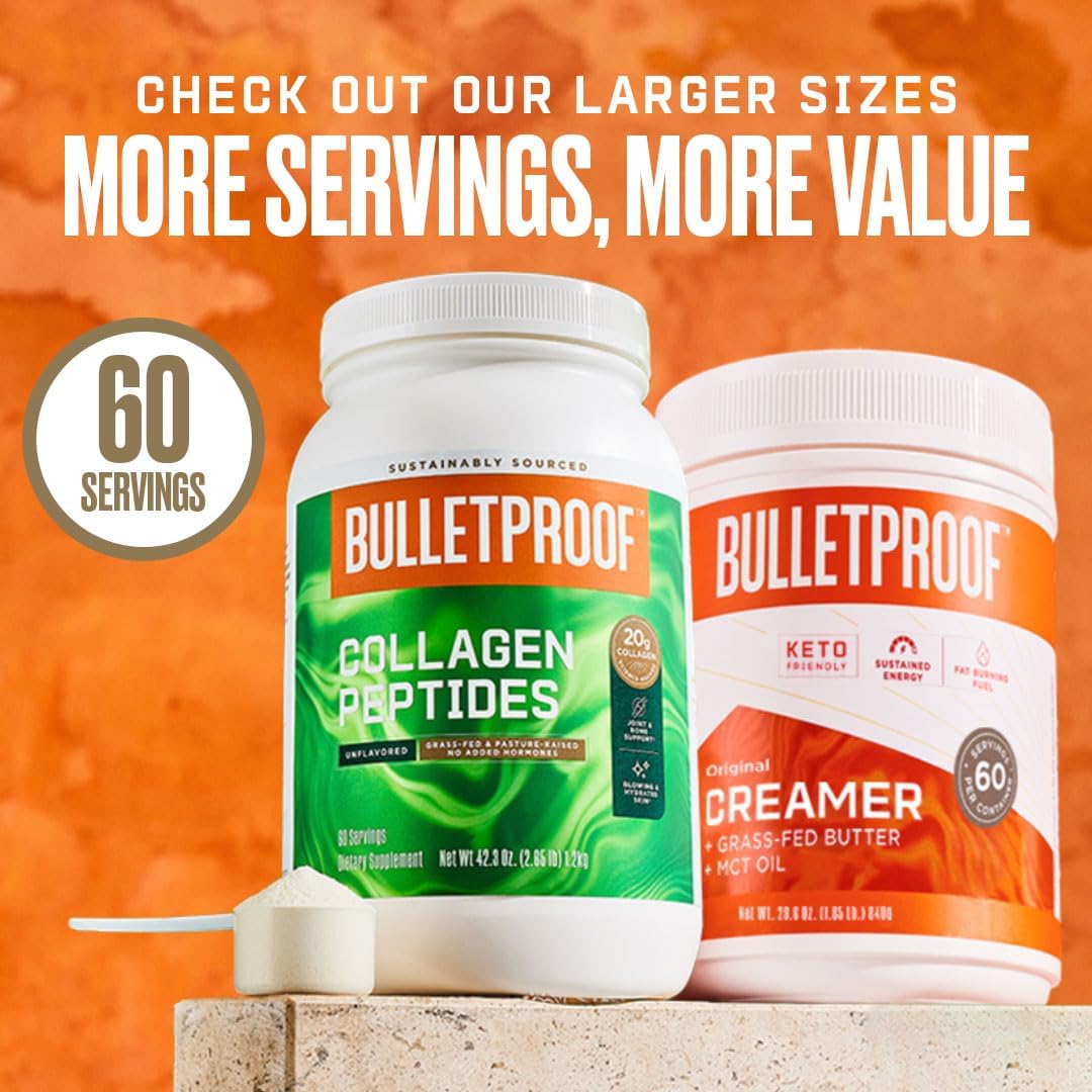 Bulletproof Unflavored Collagen Peptides Powder, 17.6 Ounces, Grass-Fed Collagen Protein and Amino Acids for Skin, Bones and Joints