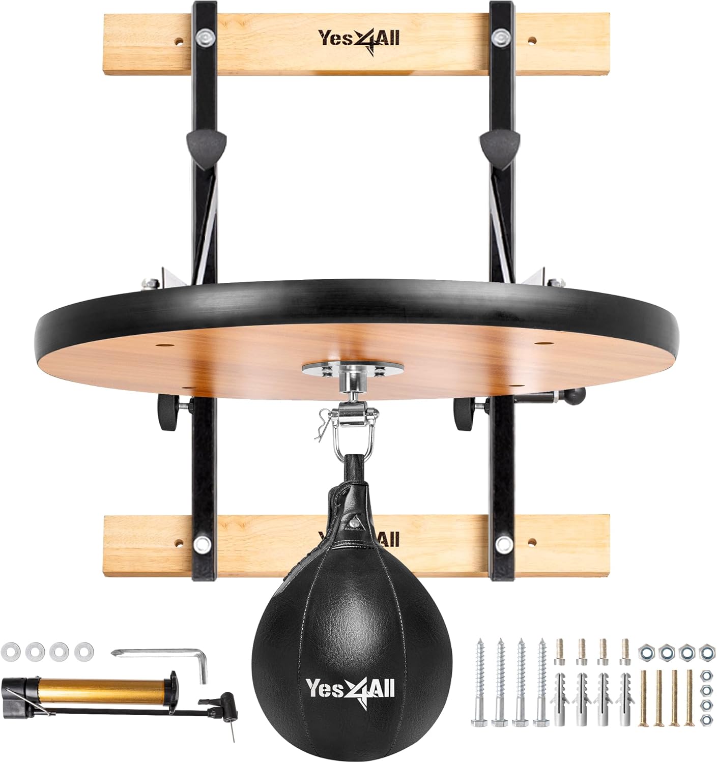 Yes4All 24 inches Adjustable Speed Bag Platform with Upgraded Speed Balls, Wall Mount Punching Bag Boxing Training Full Kit