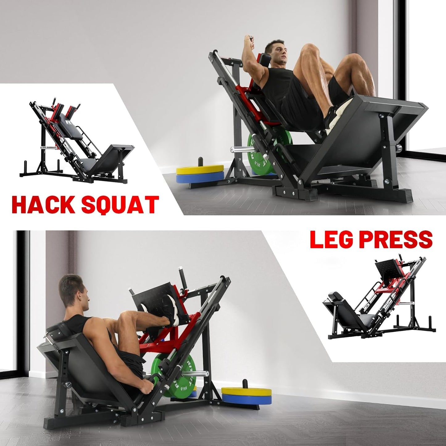 RitFit Leg Press Hack Squat Machine, Professional Adjustable Leg Press Machine for Home Gym with Linear Bearing, Specialty Hack Squat Machine for Full Lower Body Workout with Weight Storage Posts