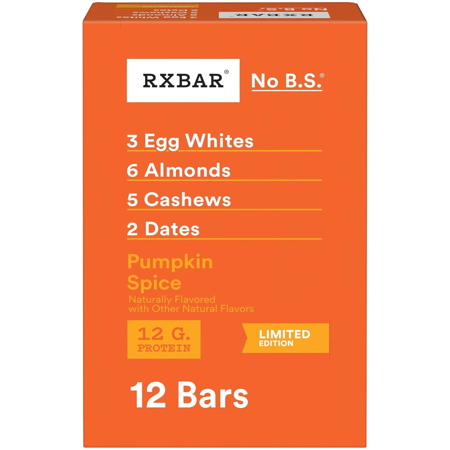RXBAR Protein Bars, Protein Snack, Snack Bars, Pumpkin Spice, 22oz Box (12 Bars)