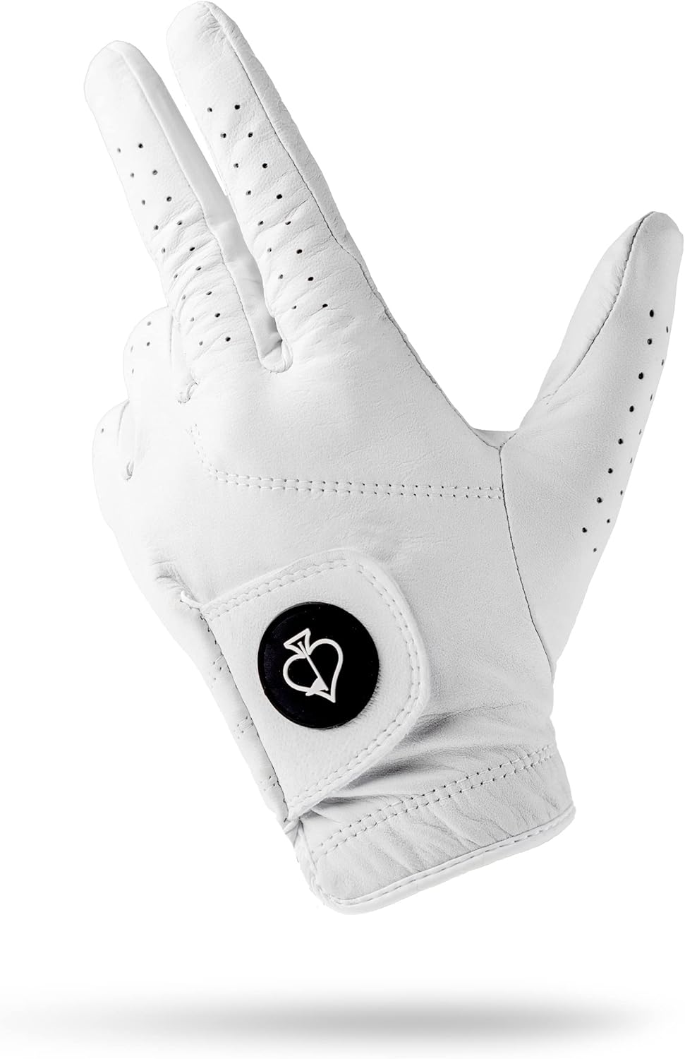 Pins & Aces - Ghost White Golf Glove Design - Premium AAA Cabretta Leather, Long-Lasting Durable Tour Glove for Men or Women - Premium Leather Golf Glove Left & Right Hand