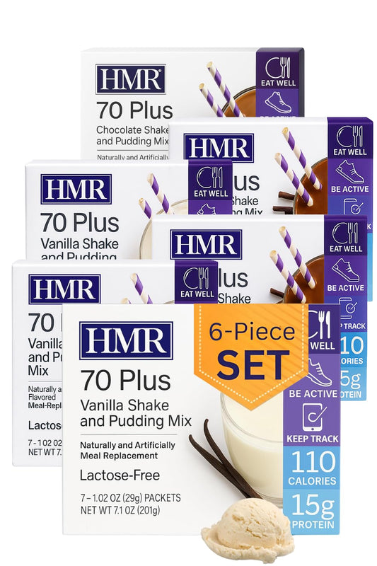 HMR 70 Plus Vanilla + Chocolate Shake & Pudding Mix COMBO | Meal Replacement Powder | Lactose-Free | 15g Protein | Easy to Make | Low Calorie | 42 Single Serving Packets each