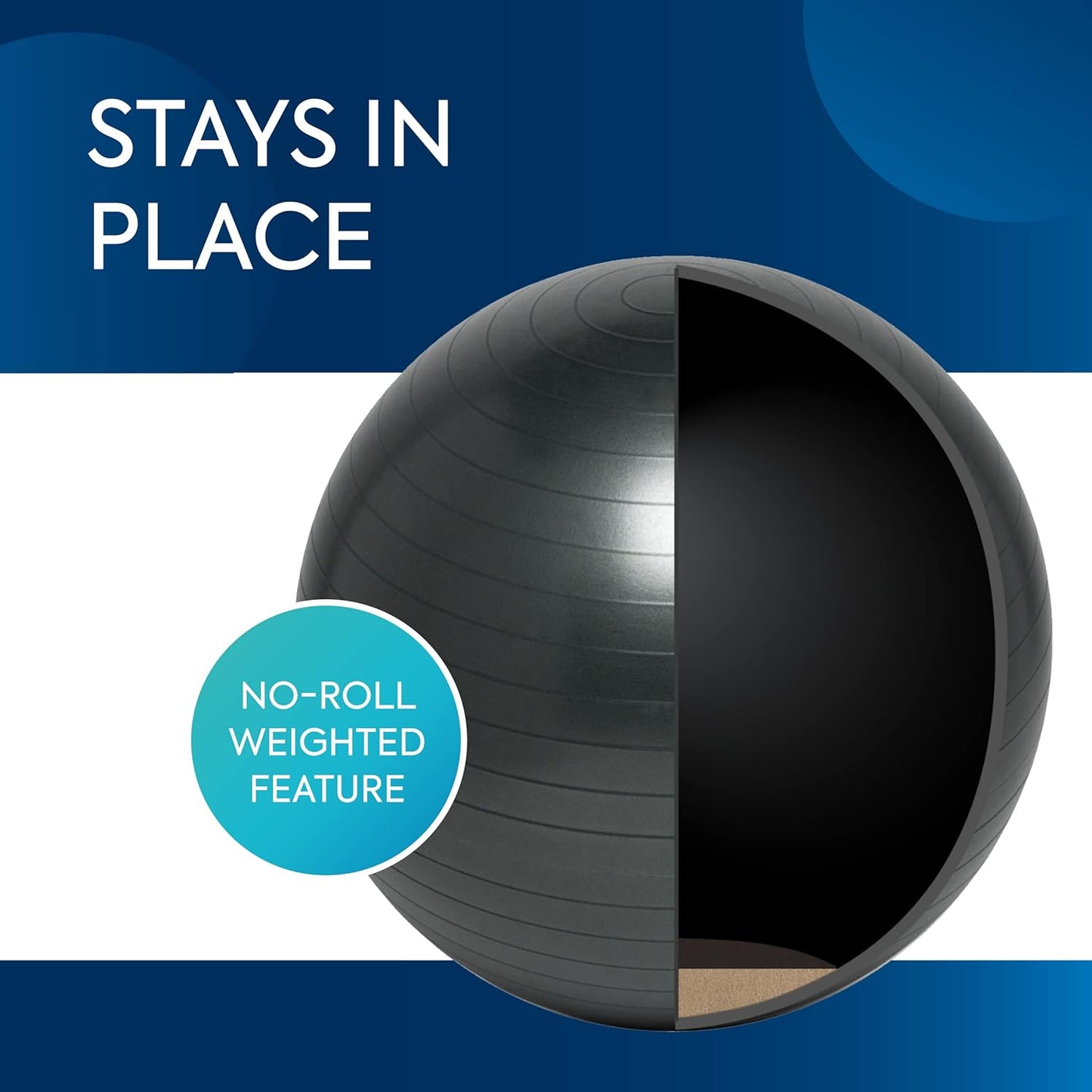 Bouncyband Balance Ball – Create Flexible Seating to Improve Focus at School, Office, or Home with This No-Roll Weighted Ball