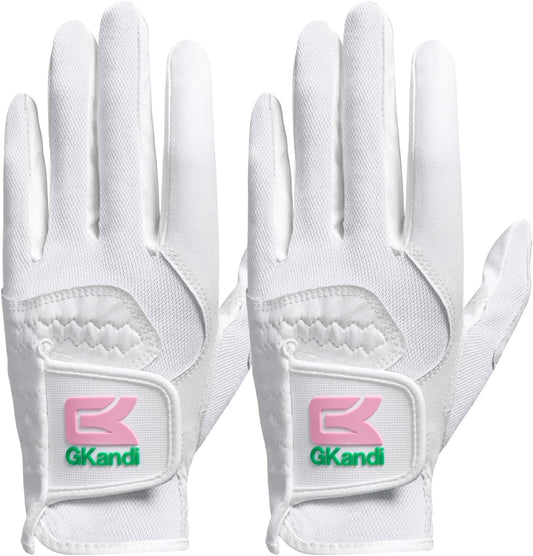 Golf Gloves Women Left Right Handed Golfer Rain Grip Hot Wet All Weather Value 2 Pack, Left Hand Right Pink Womens Golf Glove Breathable Flexible Mesh for Ladies