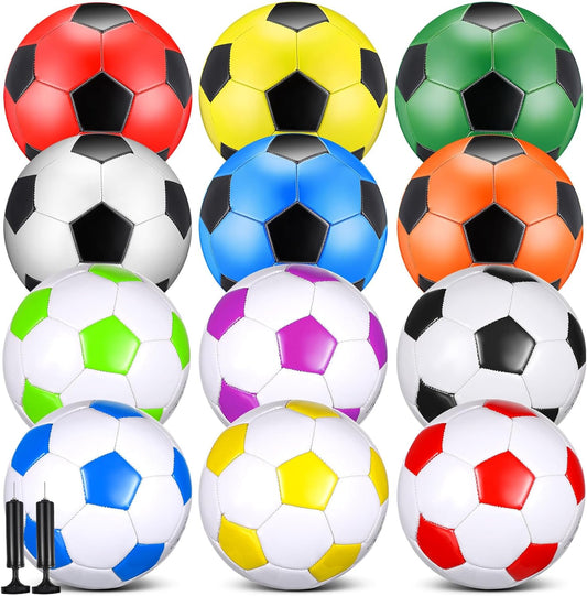 12 Pcs Soccer Balls Bulk Size 4 Soccer Balls with Pump Soft Football Outdoor Indoor for Sport Training Practice Game Gift for Youth Teen Adult