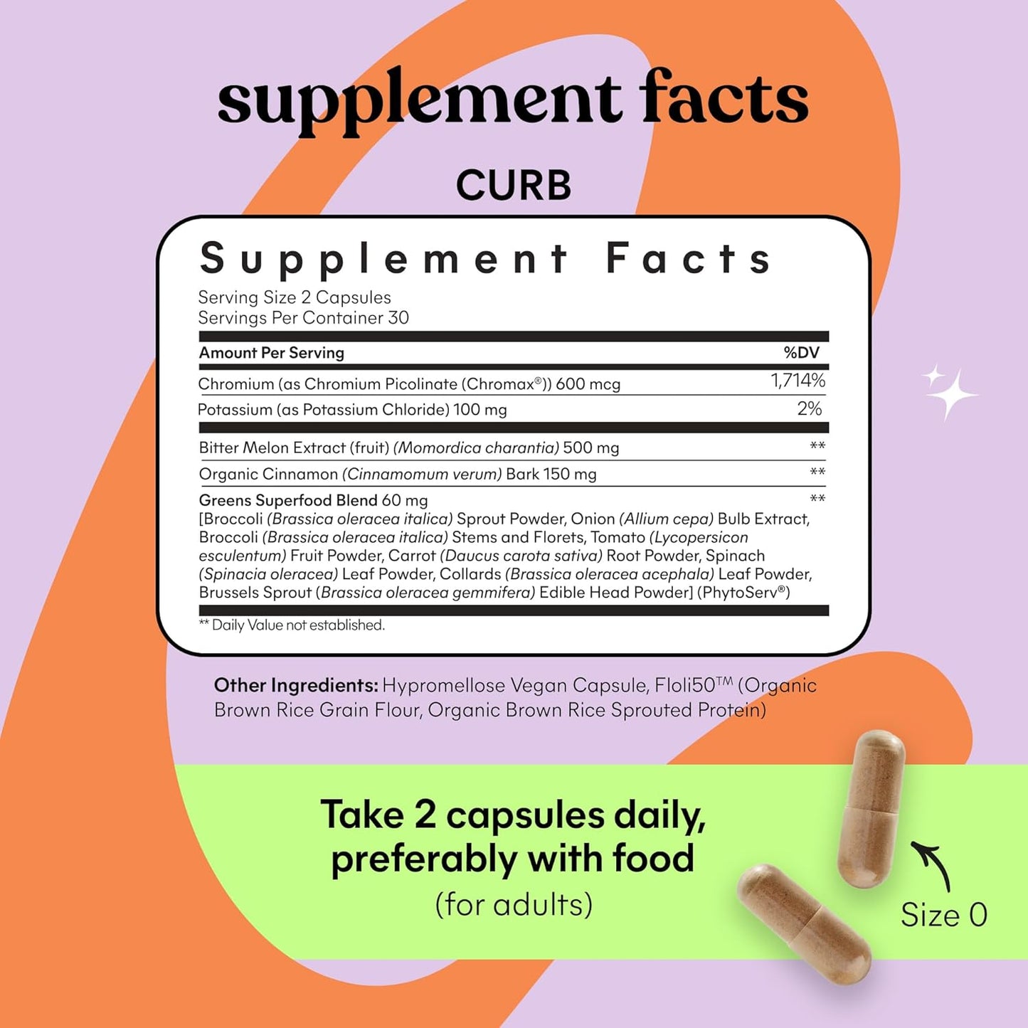 Lemme Curb - Cravings, Improve Carb Metabolism, Weight Management Support, Clinically Studied Chromium Picolinate, Bitter Melon, Ceylon Cinnamon & Greens Superfood - 60 Count (Pack of 2)