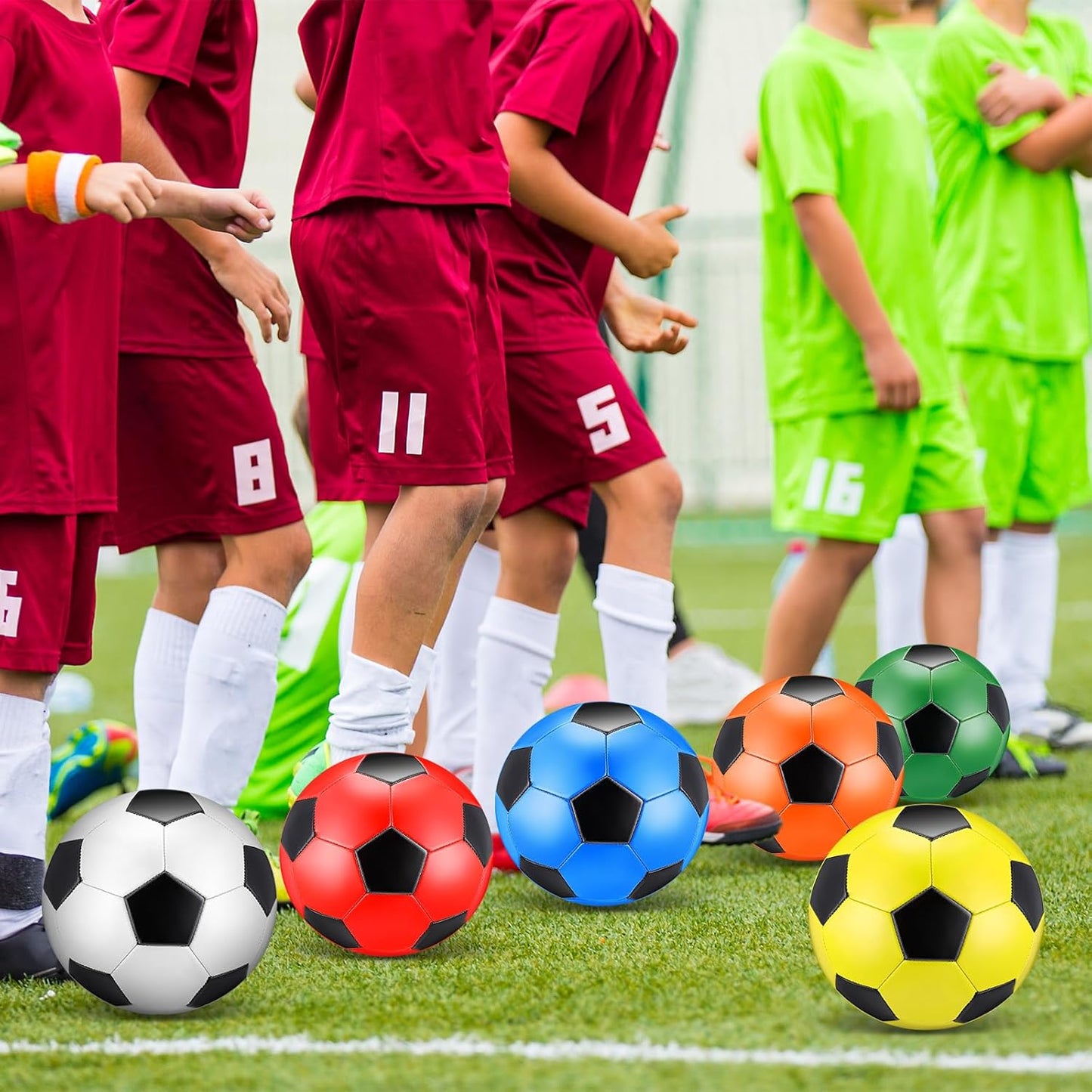 12 Pcs Soccer Balls for Teen Adult Bulk Deflated Soccer Ball with Pump Size 5 Indoor Outdoor Training Practice for School Sports Game Birthday Gifts Party Back to School