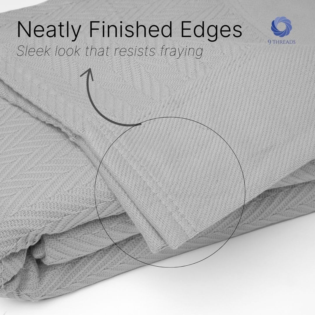 100% Cotton Herringbone Blankets, 66"X90" Twin, Throw Blanket for Bed, All Season Cotton Blanket, Cozy Blanket,Throws & Bed Blanket, Throw Blanket for Couch, Modern Home Decor -Scottish Grey