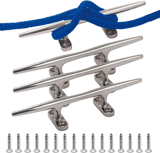 SHENGHUISS Boat Cleat 316 Stainless Steel Open Base Boat Dock Cleats（4"/5"/6"/8"/10"/12"） Silver/Gold for Boat, Dock, Kayaks, Nautical Decor ect
