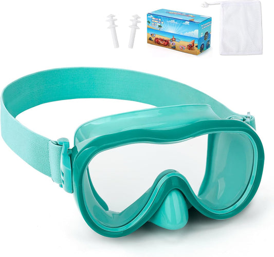 Kids Swim Goggles with Nose Cover, Anti-Leak Swim Mask with Elastic Fabric Strap, UV Protection Swimming Goggles for Kids