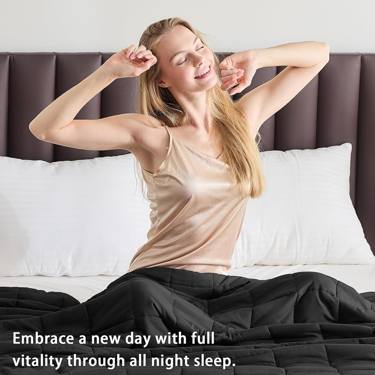 yescool Weighted Blanket for Adults (20 lbs, 60" x 80", Black) Cooling Heavy Blanket for Sleeping Perfect for 190-210 lbs, Queen Size Breathable Blanket with Premium Glass Bead, Machine Washable