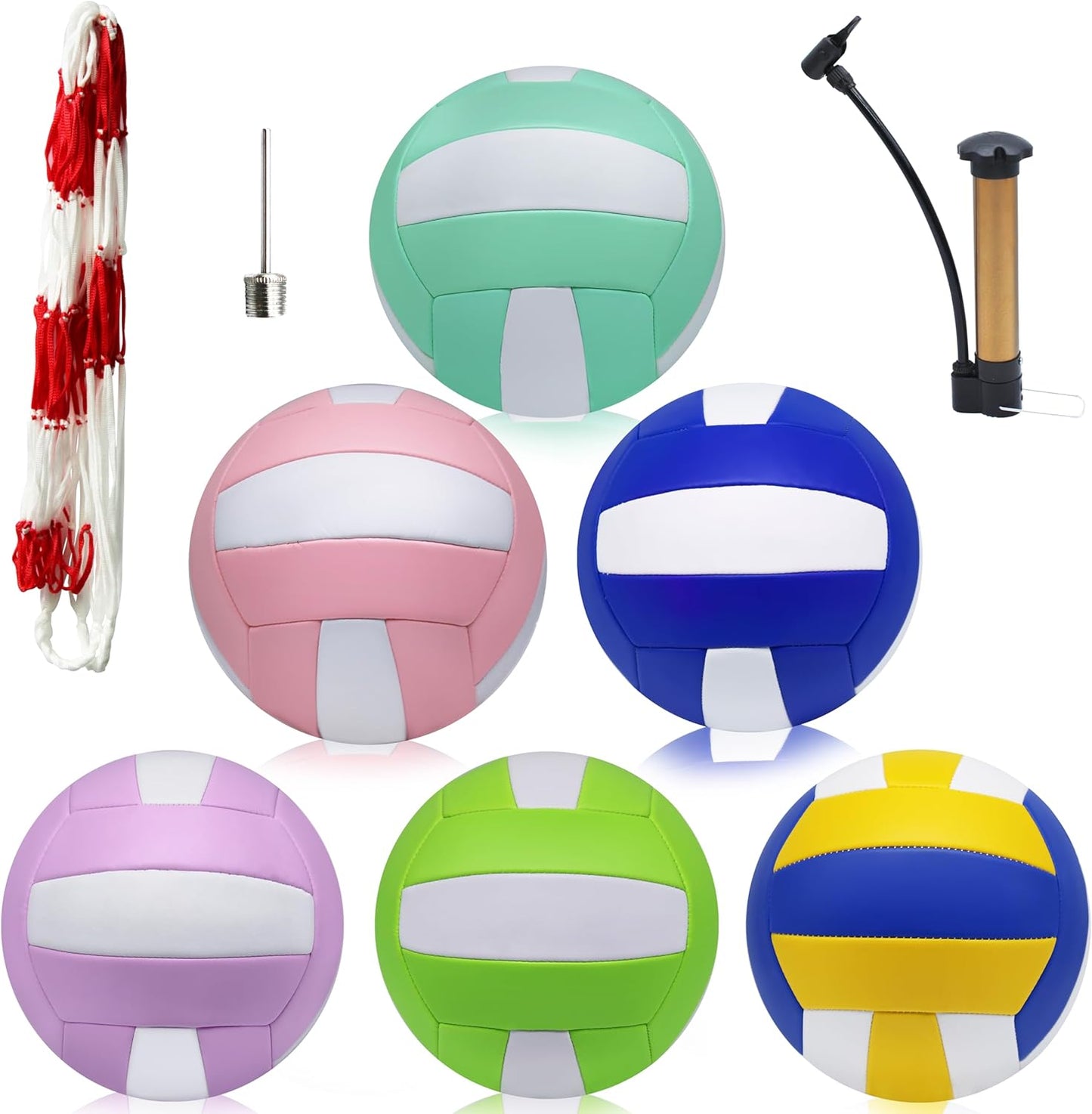 Magicorange Volleyball, 6 Pack Official Size 5 Volleyballs- PU Leather Indoor Outdoor Soft Touch Recreational Volleyballs for Beach Play, Game,Gym,Training -Includes Ball Pump