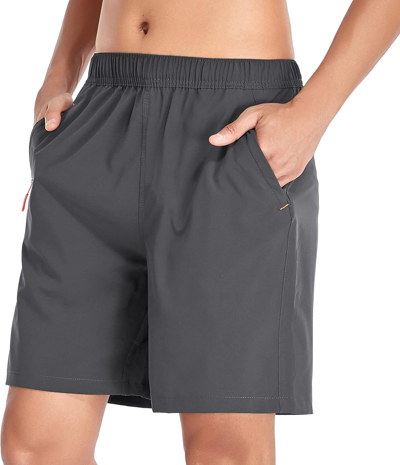 Men's Gym Shorts Sports Quick Dry Workout Running or Casual Training Short with Zipper Pockets