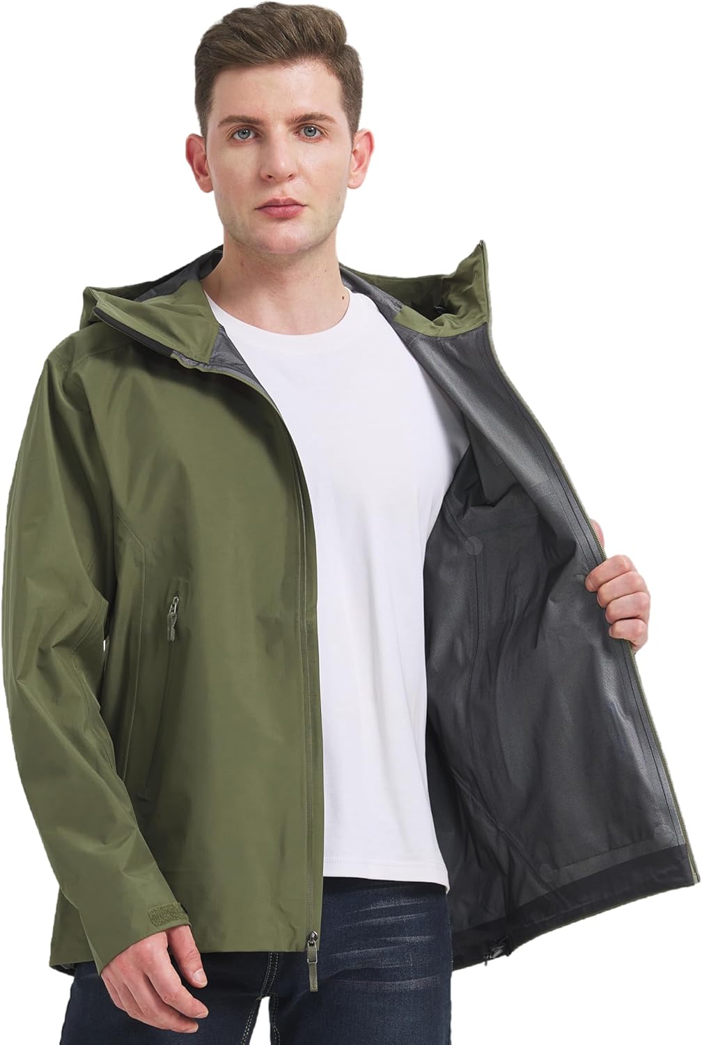 WICKHAM Men's High-performance Rain Jacket Outdoor Waterproof Windproof Coat fully Sealed Seams Shell for Expedition,Golf