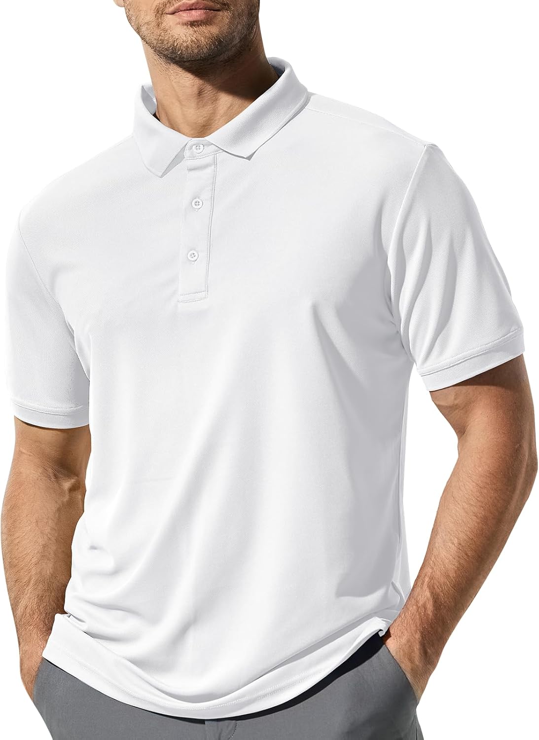 MIER Polo Shirts for Men Short Sleeve Quick Dry Polyester Collared Shirts Casual Golf Shirts, Moisture-Wicking