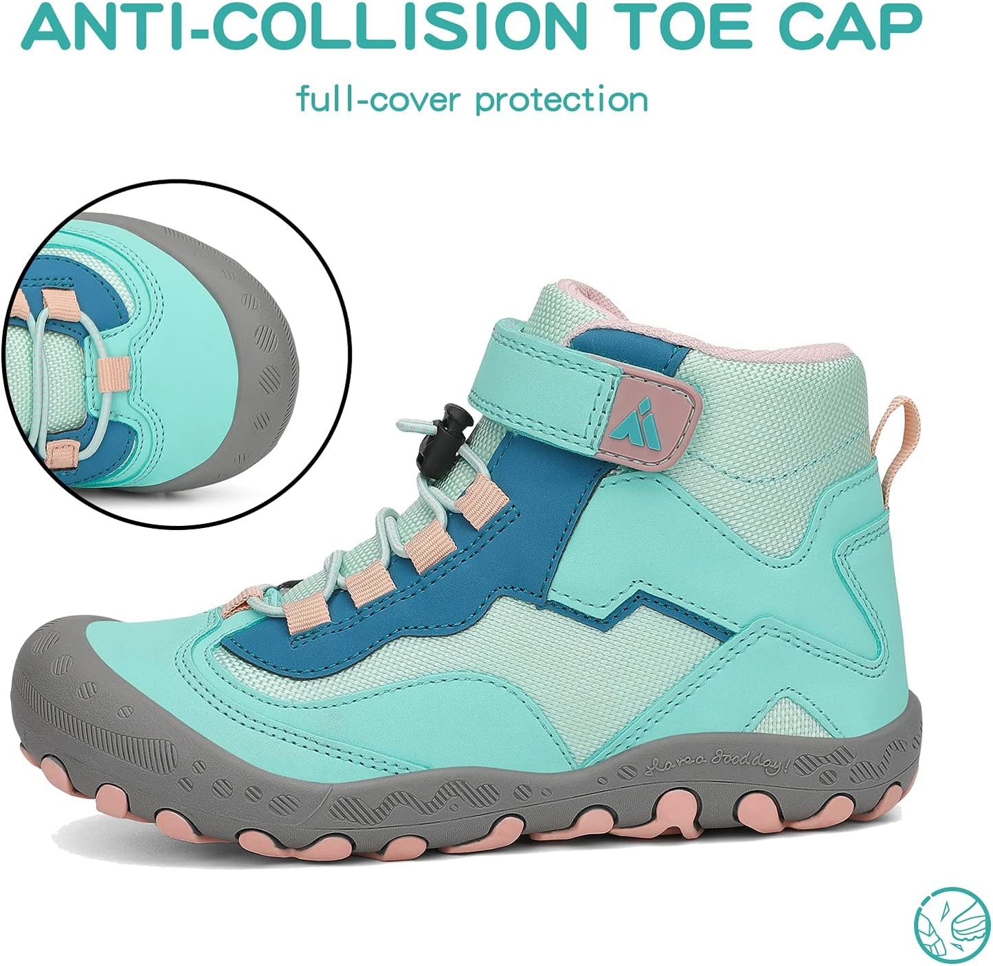 Mishansha Kids Water Resistant Hiking Boots, Boys Girls Anti Collision Anti-Skid Athletic Outdoor Adventure Trekking Shoes