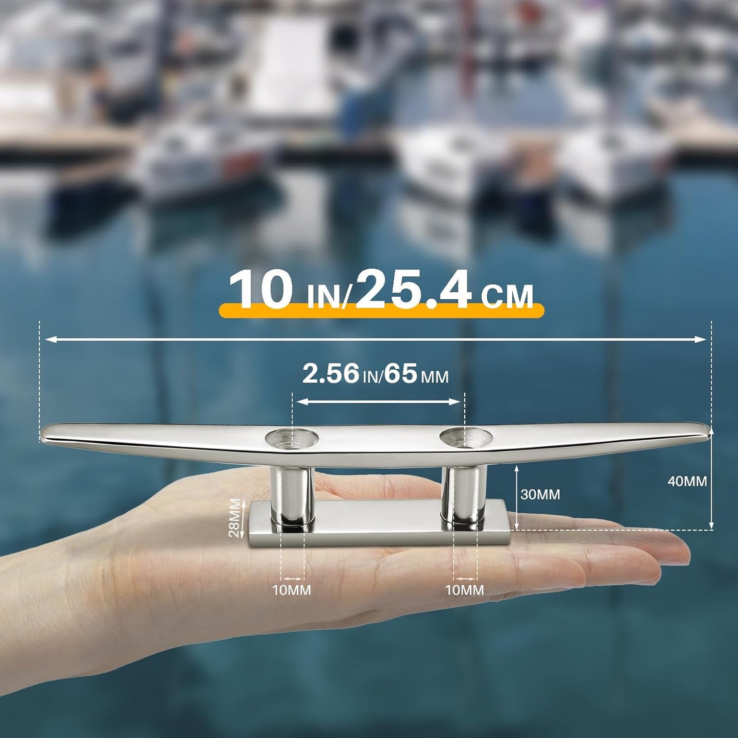 Boat Cleats Marine Grade 316 Stainless Steel Boat Mooring Cleat Pack of 4, Installation Accessories Included