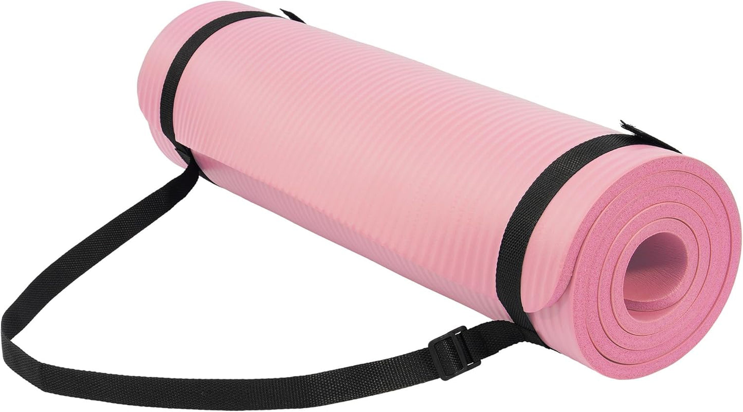 Yoga Mat, 1/2-Inch Extra Thick High Density Exercise Mat, Anti-Tear Exercise Yoga Mat with Carrying Strap, Suitable for Various Yoga Exercises