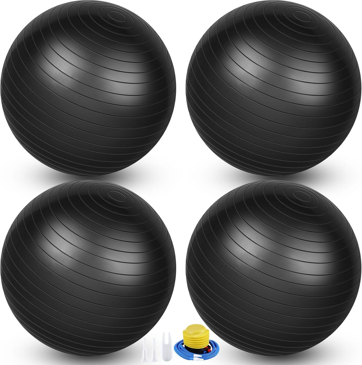 Leyndo 4 Pcs 26 Inch Yoga Exercise Ball Pilates Pregnancy Birthing Fitness Ball with Quick Pump Anti Burst for Improved Posture, Balance, Yoga, Pilates, Training