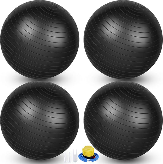 Leyndo 4 Pcs 26 Inch Yoga Exercise Ball Pilates Pregnancy Birthing Fitness Ball with Quick Pump Anti Burst for Improved Posture, Balance, Yoga, Pilates, Training