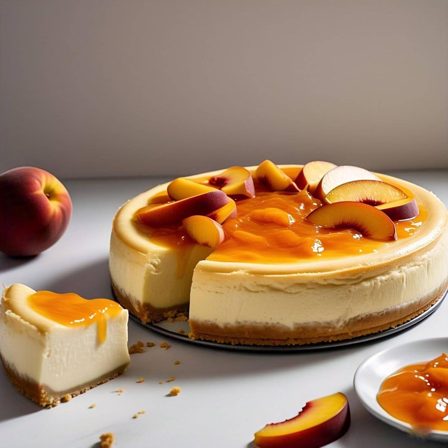 Andy Anand Sugar Free Peach Cheesecake For Delivery 9" (2 lbs) | Amazingly Delicious & Diabetic-Friendly, You Won't Believe It's Sugar Free! | Freshly Made with California Cream Cheese, All-Natural