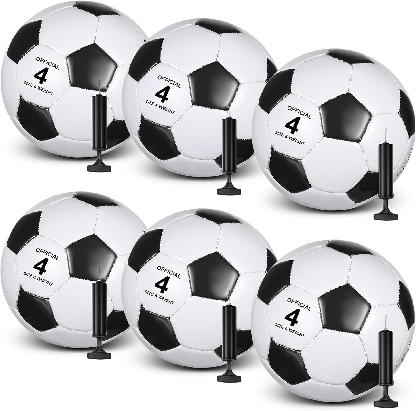 6 Pcs Operation Christmas Soccer Ball Bulk with Pump Needles, Size 3 4 5 Deflated Soccer Ball Gift for Youth Adult Game Training Practice Christian Charity Donation Supplies