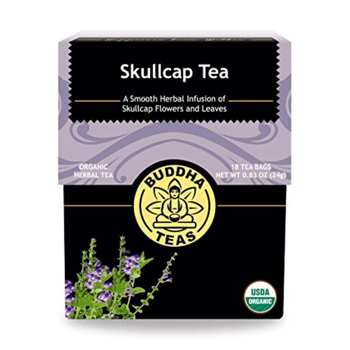 Buddha Teas Organic Skullcap Tea - OU Kosher, USDA Organic, CCOF Organic, 18 Bleach-Free Tea Bags