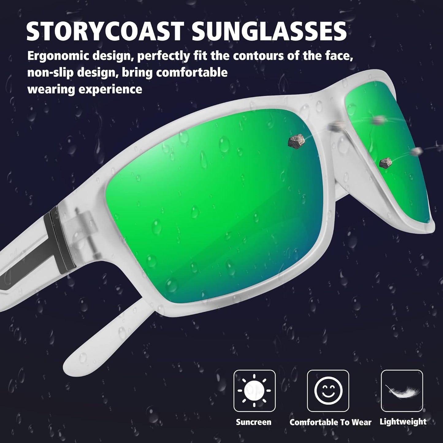 STORYCOAST Polarized Sports Sunglasses for Men Women Unbreakable Frame Cycling Fishing Driving
