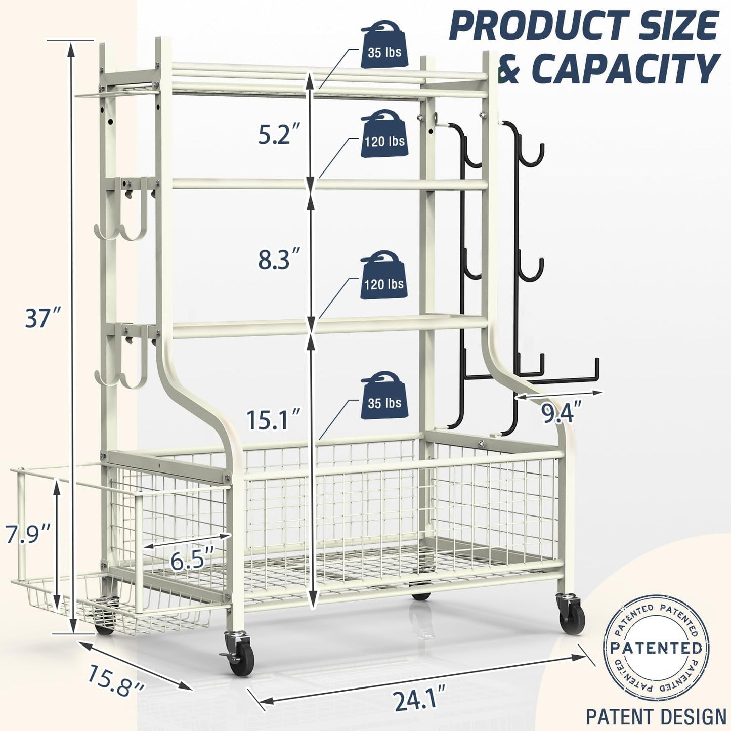 PLKOW Dumbbell Rack, Weight Rack for Dumbbells, Home Gym Storage for Dumbbells Kettlebells Yoga Mat and Balls, All in One Workout Storage with Wheels and Hooks, Powder Coated Finish Steel