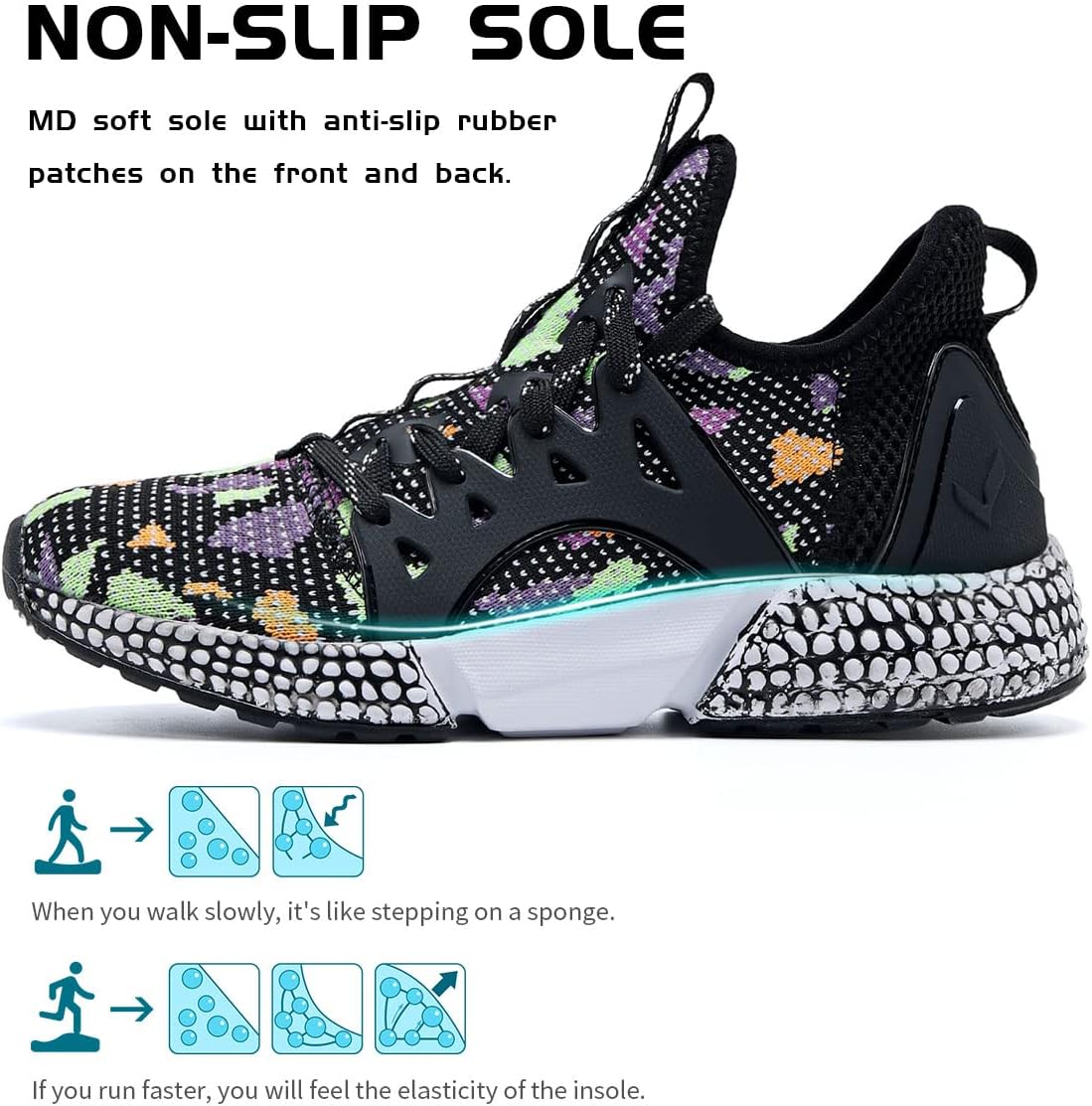 WETIKE Boy's Shoes Mesh Slip on Lightweight Running Sneakers