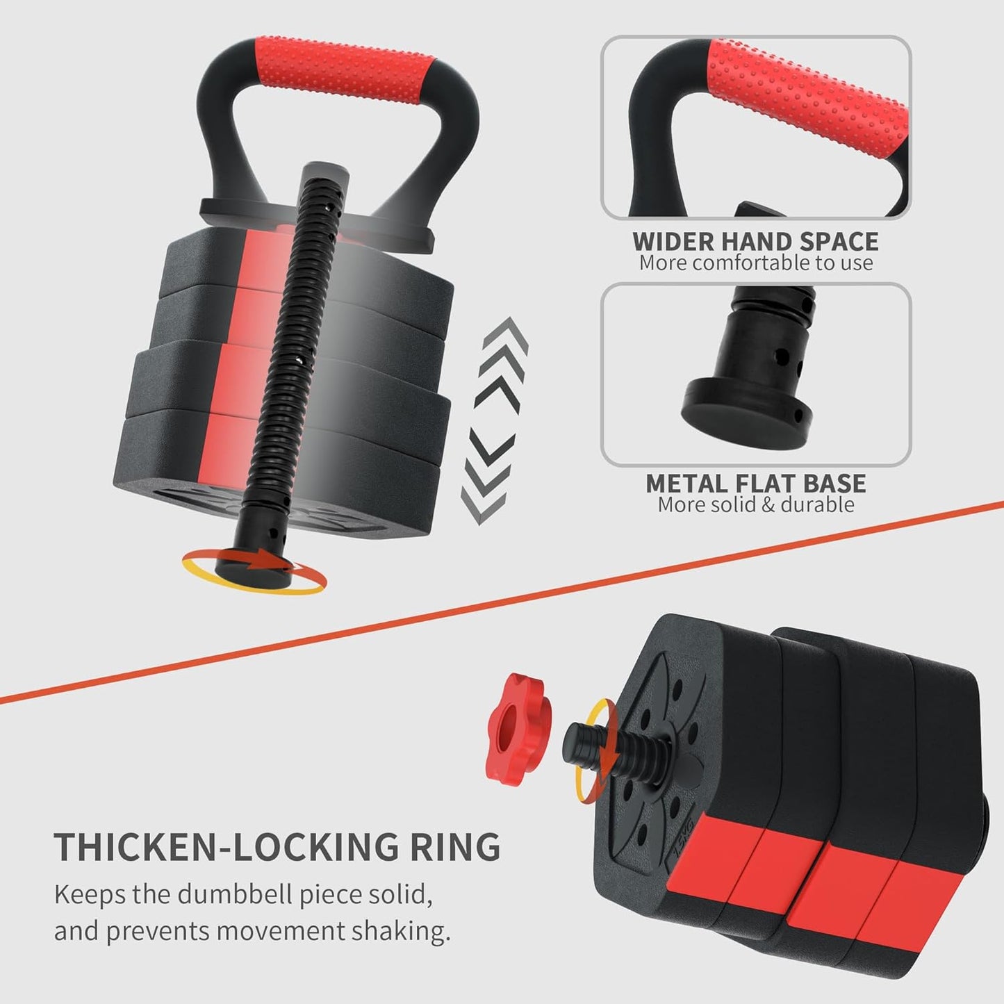 VIVITORY Dumbbell Sets Adjustable Weights, Free Weights with Connector, Non-Rolling Adjustable Dumbbell Set, Barbell for Home Gym, Hexagon, Cement Mixture