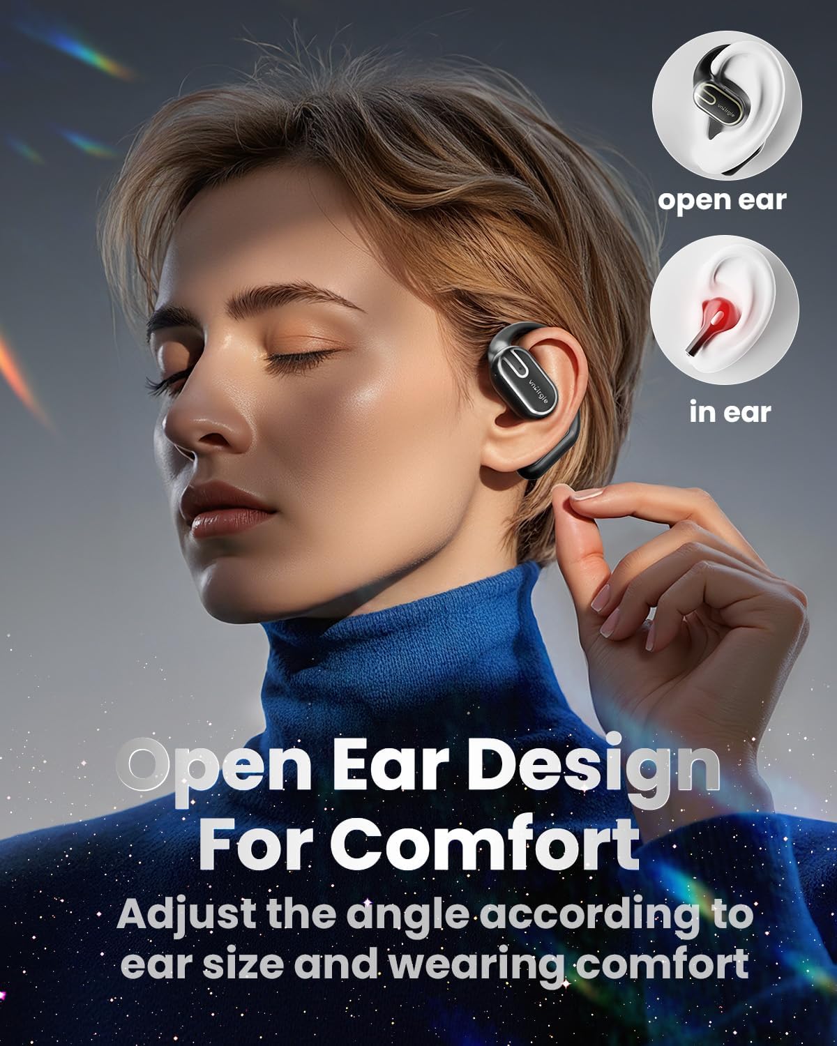 Open Ear Earbuds Bluetooth Headphones Wireless - 80Hrs Playtime Wireless Earbuds with IPX7 Waterproof Touch Control Earphones Sport with 18.2mm Drivers Stereo Sound Bluetooth 6.0 for Running Fitness