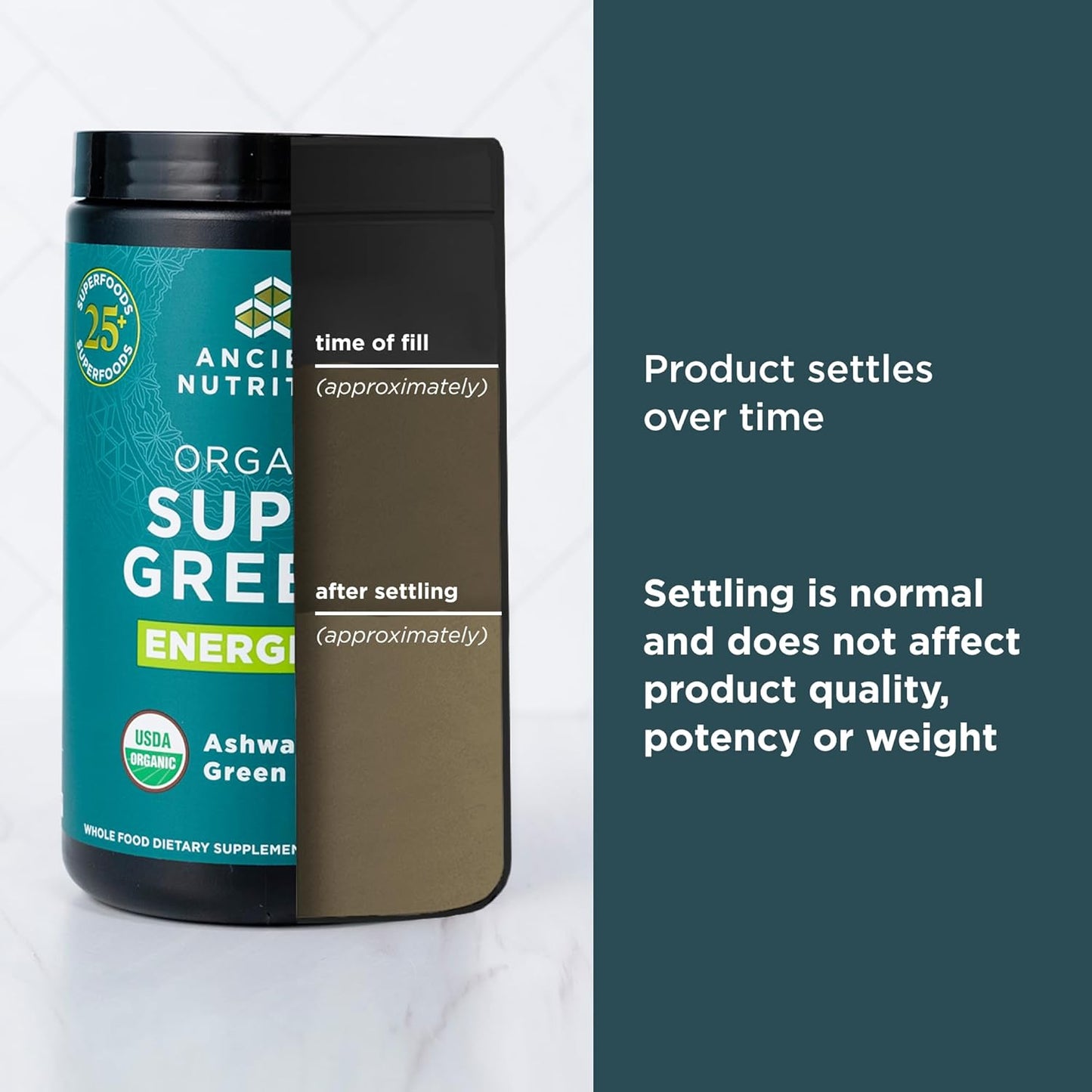 Organic SuperGreens Energizer Powder with Probiotics and B12 by Ancient Nutrition, Made from Real Fruits, Vegetables and Herbs, for Digestive, Detoxification and Energy Support, 25 Servings
