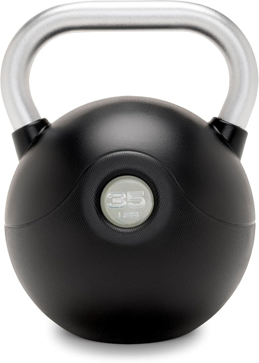 Marcy PU Coated Kettlebell – 10 to 40 LB Single Weights with Textured Steel Handle, Flat Base – Strength Training for Full Body & Home Gym Workouts