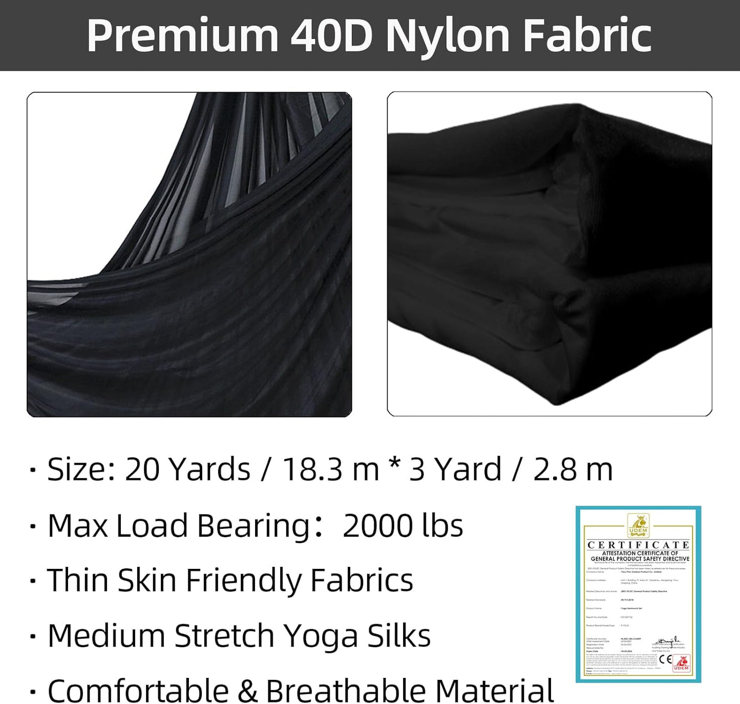 PRIOR FITNESS Aerial Silks Kit Colorful 9/15/20 Yards 40D Nylon Fabric Hammock Set With Hardware & Guide for All Levels Of Aerial Yoga Practice and Acrobatic Flying For Adults Aerial silk
