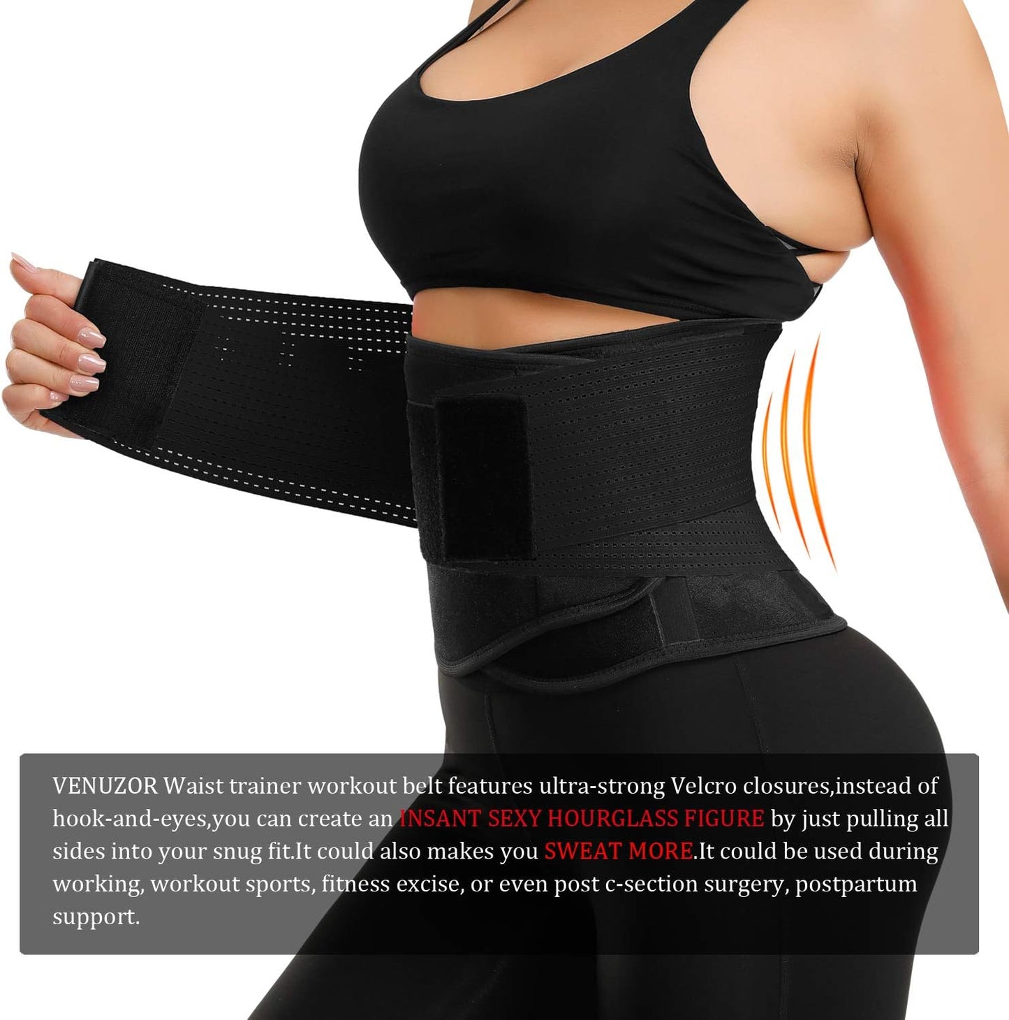 VENUZOR Waist Trainer Belt for Women - Waist Cincher Trimmer - Slimming Body Shaper Belt - Sport Girdle Belt (UP Graded)