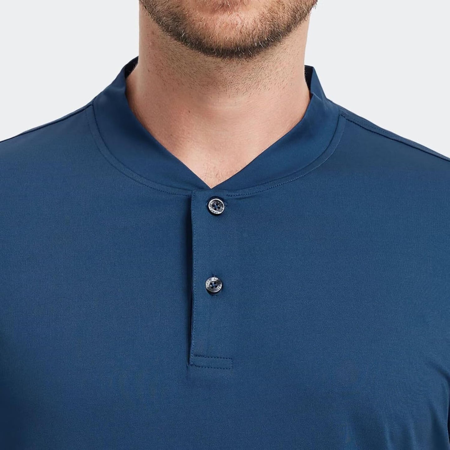 M MAELREG Collarless Golf Shirts for Men Dry Fit Moisture Wicking Performance Solid Casual Mens Henley Shirts Short Sleeve