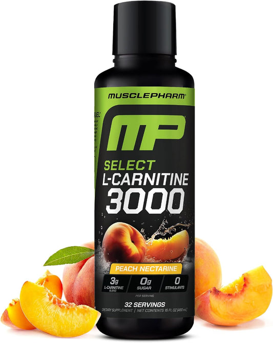 Muscle Pharm L-Carnitine 3000, The Ultimate Liquid L Carnitine Supplement for High-Performance, Supports Metabolism, Hydration & Energy, Zero Sugar/Calories, Peach Nectarine Flavor, 32 Servings
