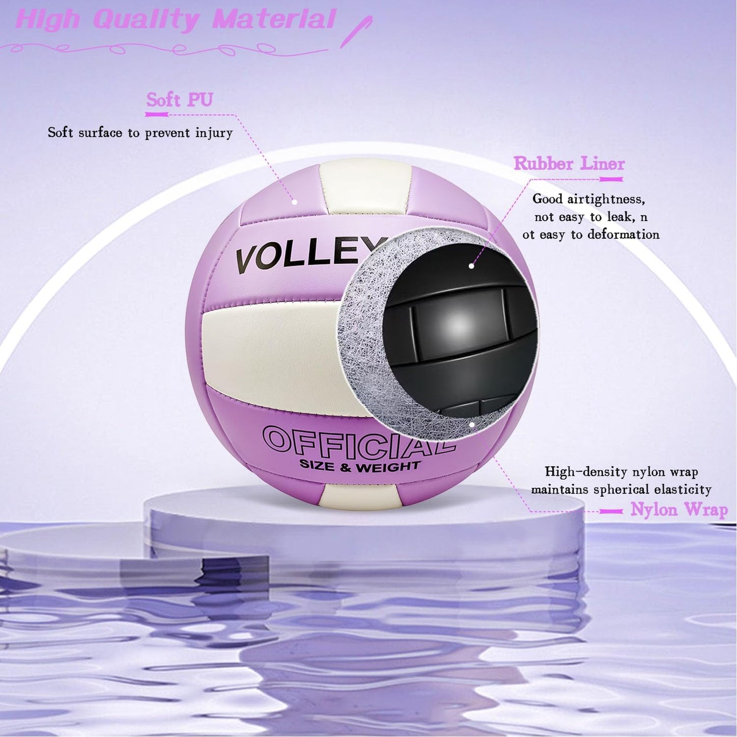 Volleyball Official Size 5 for Indoor Outdoor, Thicker PU Soft Volleyball Kit for Girls Boys Teenager Adults Beach Game Gym Training Beginner
