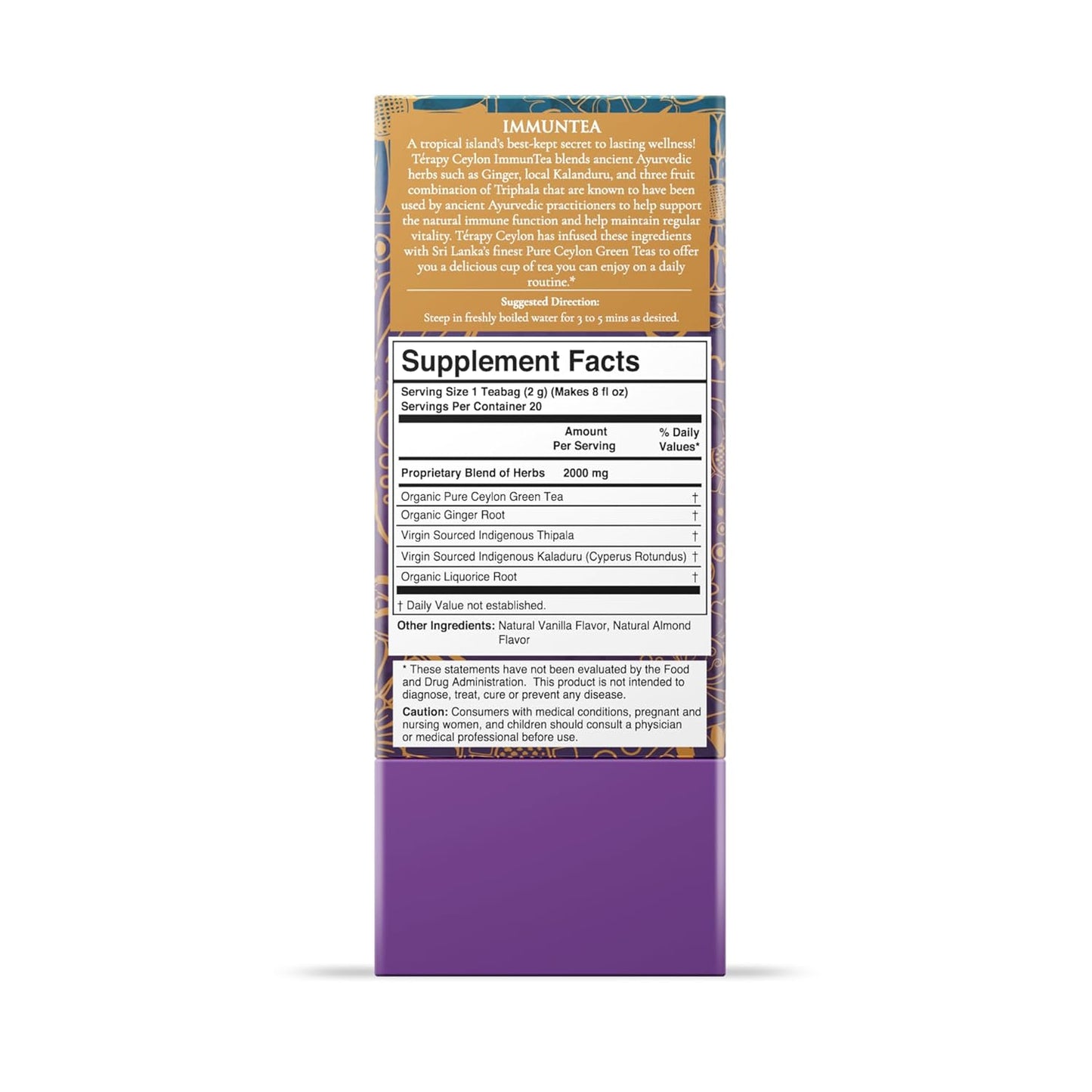 Térapy Ceylon ImmunTea Ayurvedic Tea | All Natural Herbal Ingredients | 20 Count Individually Wrapped Tea bags | Helps boost your immunity naturally