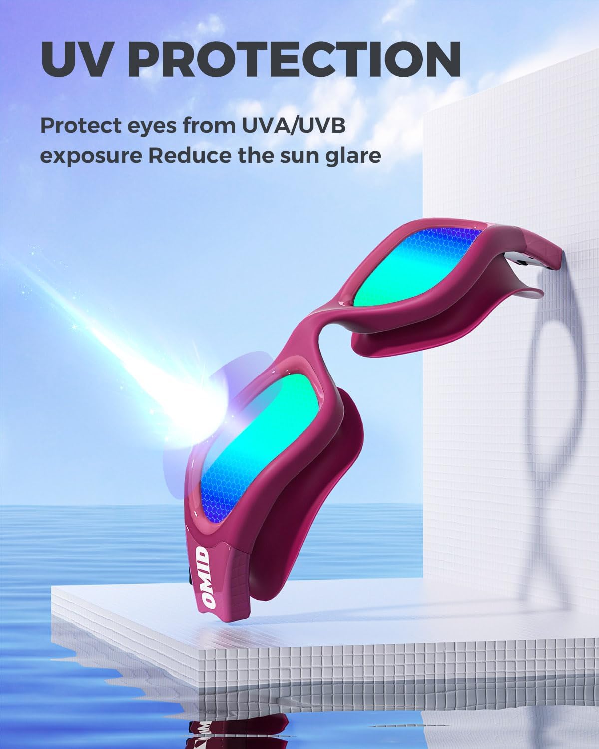 OMID Swim Goggles, P2 Polarized Swimming Goggles for Men Anti-fog Goggles Swimming for Adult Women