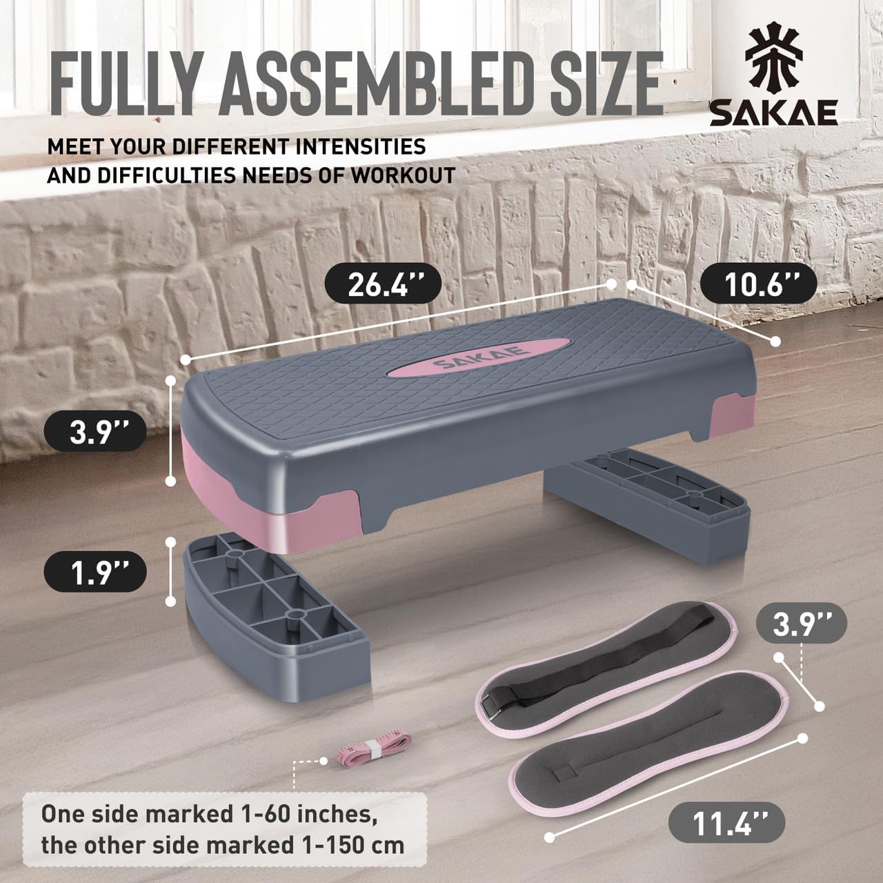 Adjustable Height Aerobic Stepper Set, Multiple Bundle Options with Dumbbells, Kettlebell, Waist Trimmer, Ankle Weights or Weighted Vest, Workout Exercise Step Platform w/Level Risers, 4 Colors