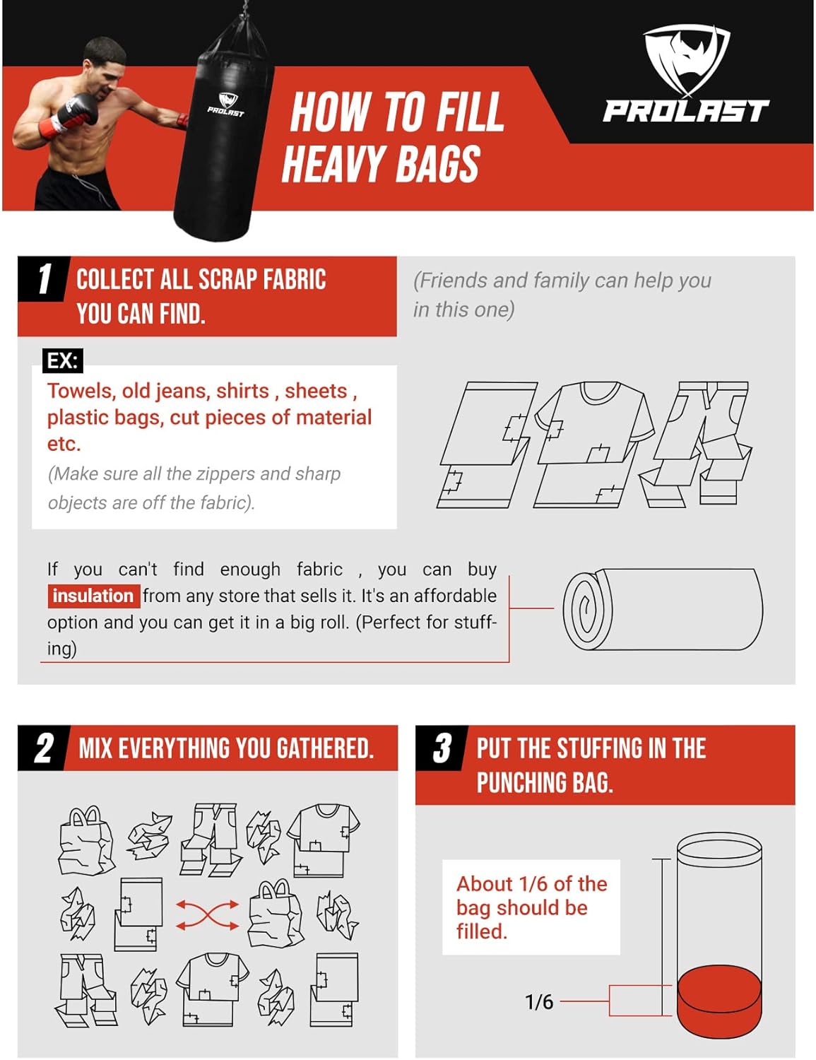 PROLAST Classic 5FT 100LB Black Muay Thai Heavy Bag Made in USA