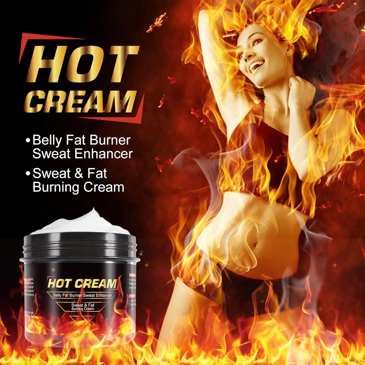 Hot Sweat Cream, Natural Sweat Cream for Belly Fat Burner for Women, Fat Burning Cream for Belly, Hot Cream Weight Loss Workout Enhancer, Cellulite Treatment for Thighs Legs, Arms & Buttocks (2 PCS)