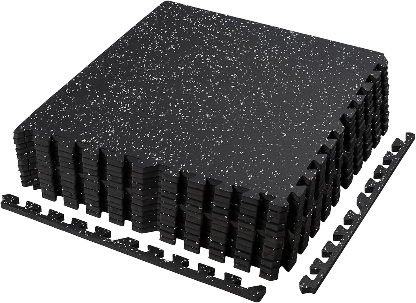 0.5" Thick Gym Flooring for Home Gym, RAINHOL 48 Sq Ft 12 Tiles EVA Foam with Rubber Top Exercise Equipment Mat, Interlocking Puzzle Workout Floor Mats for Garage, 24x24 inch