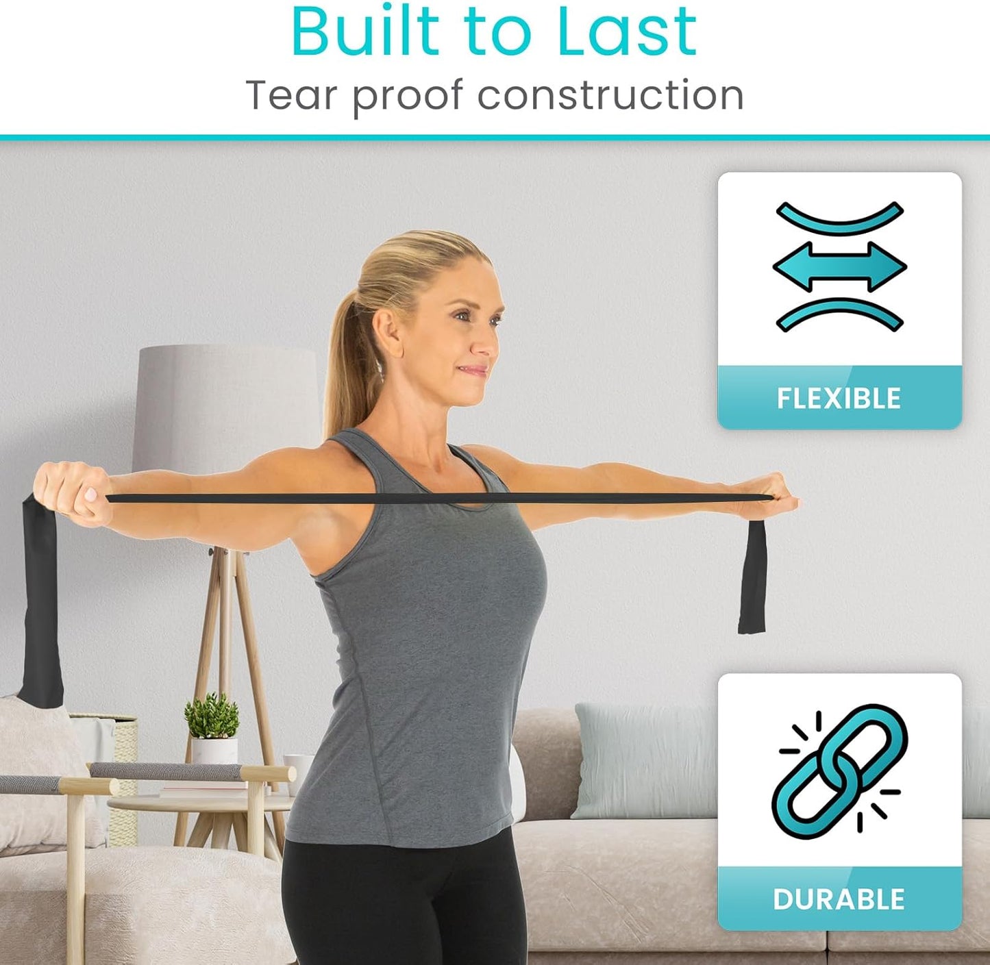 Vive Professional Resistance Bands - 25 Yard Non-Latex Roll for Physical Therapy, Lower and Upper Body Exercise Workout - Straight Elastic for Strength Training, Rehabilitation, Women, Men