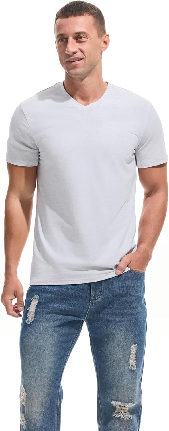 VEIISAR Premium V Neck T Shirts for Men - Modern Fitted Tees Vneck Undershirts