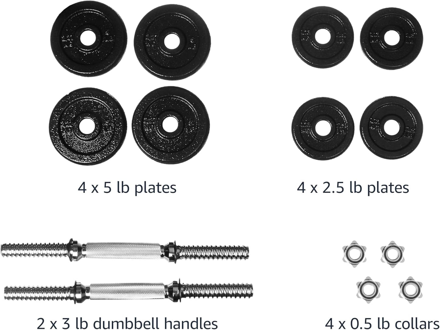 Amazon Basics Adjustable Dumbbell Hand Weight Set, 38 pound, Black